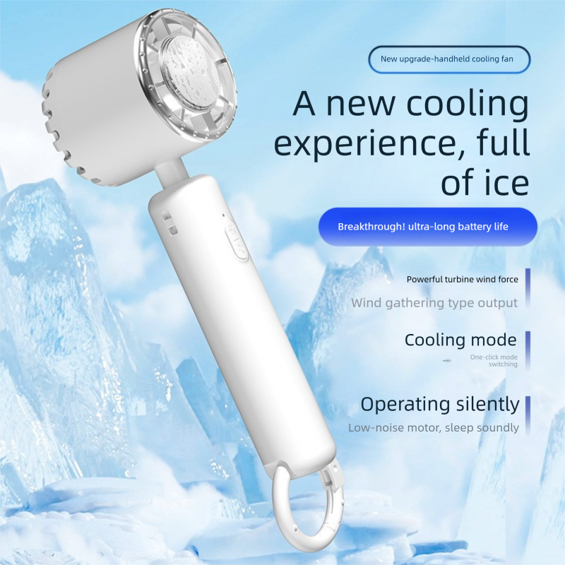 White Portable Ice Cooling Handheld Fan USB Rechargeable 2000mAh Silent Battery Fan for Office and Outdoor Use Personal Cooling Solution for Local โ image 5