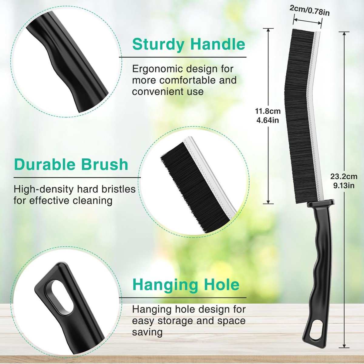 3 Pieces Crevice Brushes - Gap Brush - Narrow Cleaning Brush - Long Handle - Bathroom Cleaning Brush - Stiff Brush with Bristles - Long Handle - Gap Cleaner — image 5