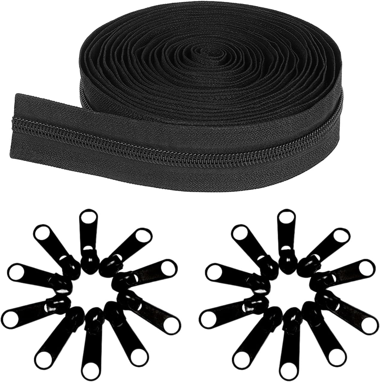 10 Yards 360 Inches Bulk Zippers,9 Meters #3 Zipper for Sewing,Black Nylon Coil Zippers by The Yards with 20pcs Replacement Sewn Zippers for DIY Sewing