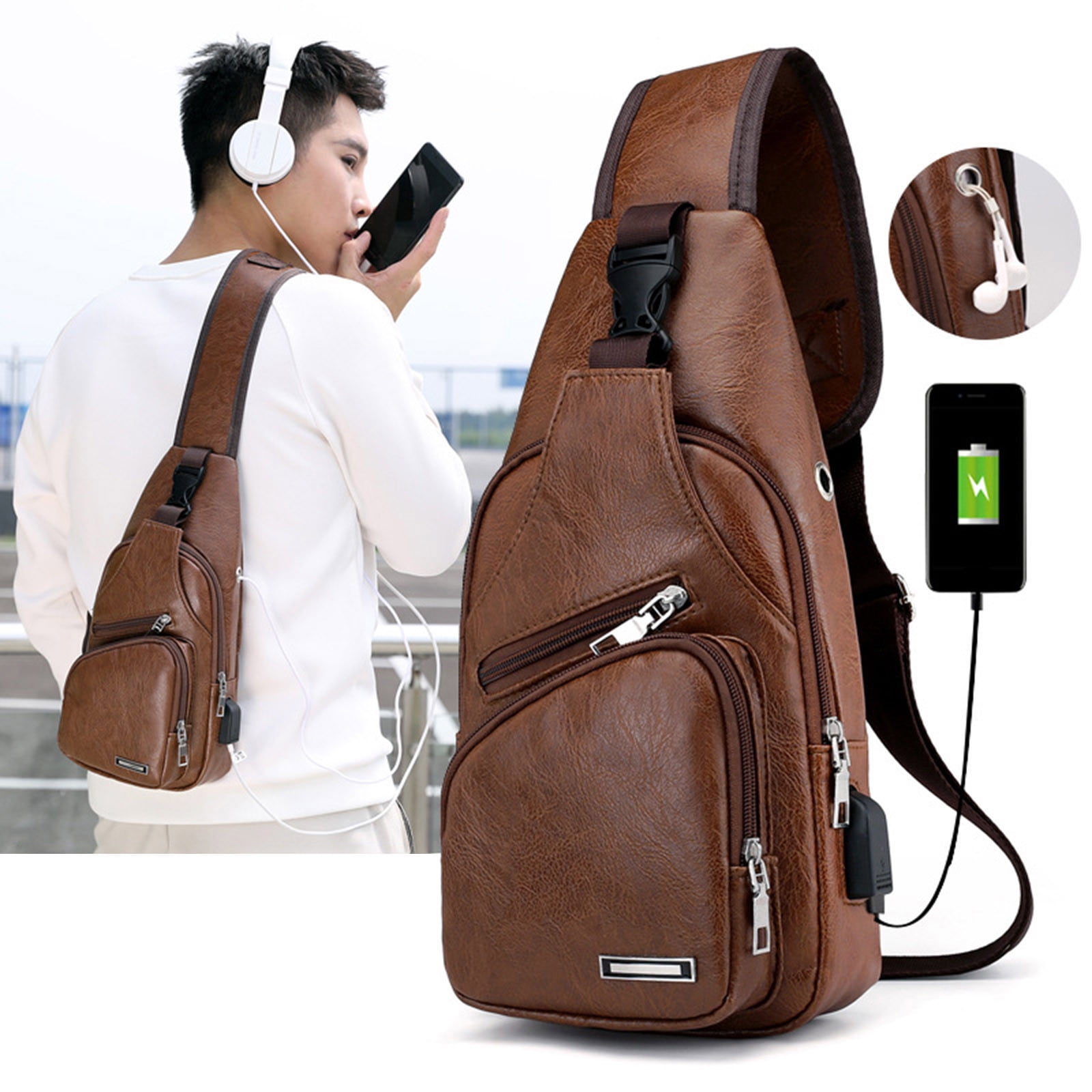 Sling Bag for Women, Crossbody Sling Backpack Small Sling Bag Multipurpose Crossbody Shoulder Bag Travel Hiking Backpack, Sling Bag for Men #3-Khaki