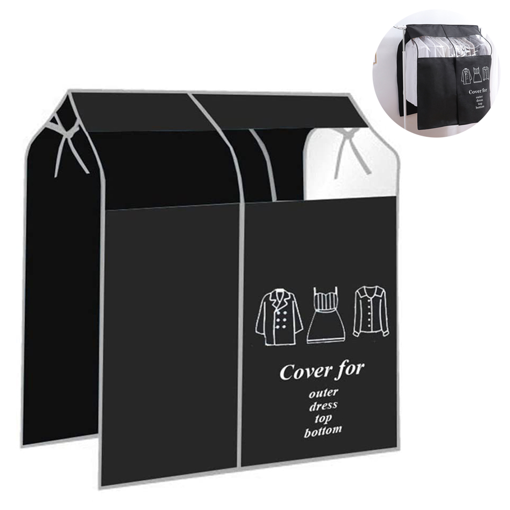 Dustproof Clothes Rack Cover Expandable Hanging Closet Cover Shoulder Dust Cover Clothes Protector for Coats Suits Dresses Black — image 2