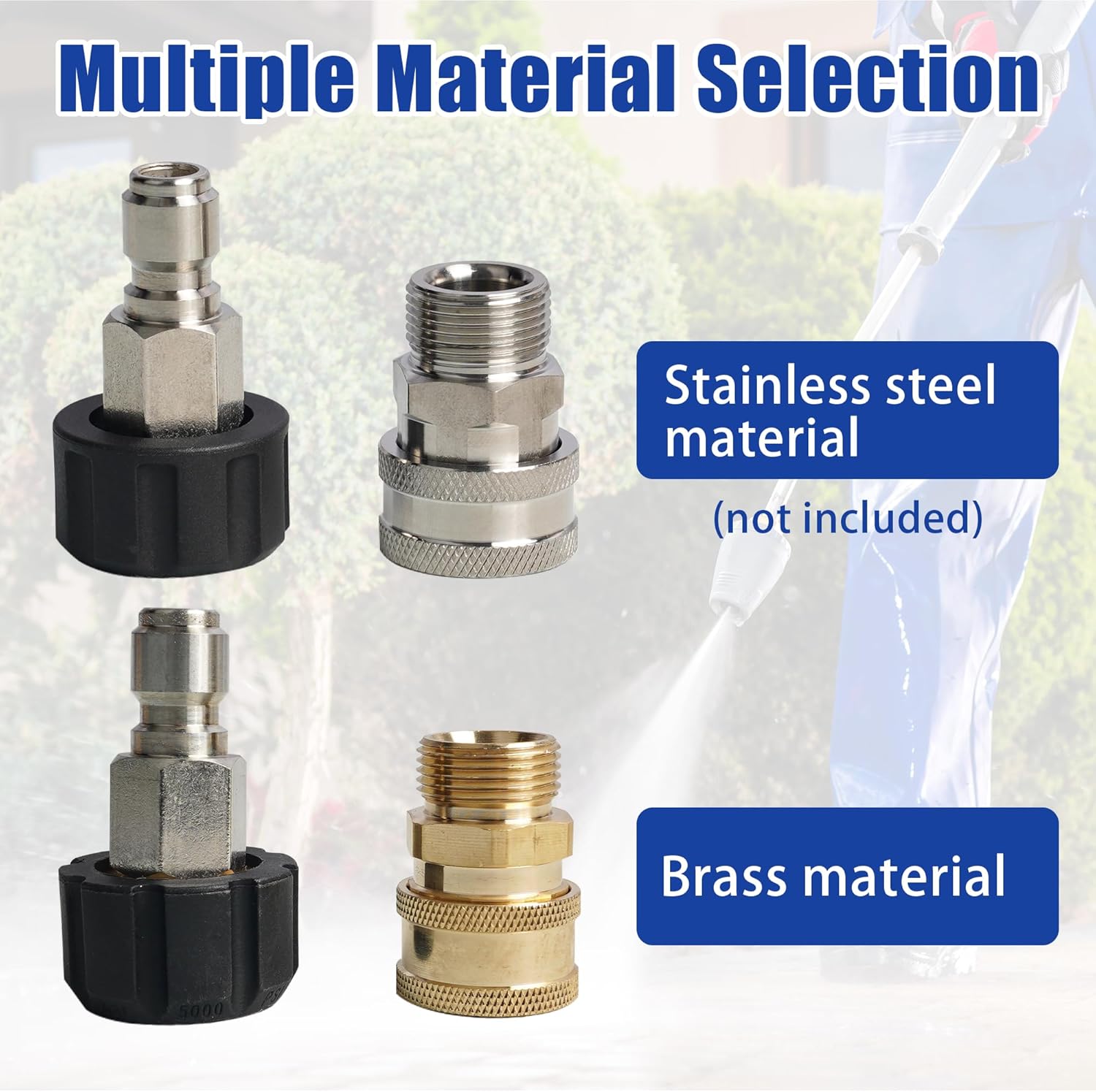 Pressure Washer Quick Connect Fittings, M22 14mm to 3/8 Inch Quick Connector Power Washer Adapter, 2 Set โ image 4
