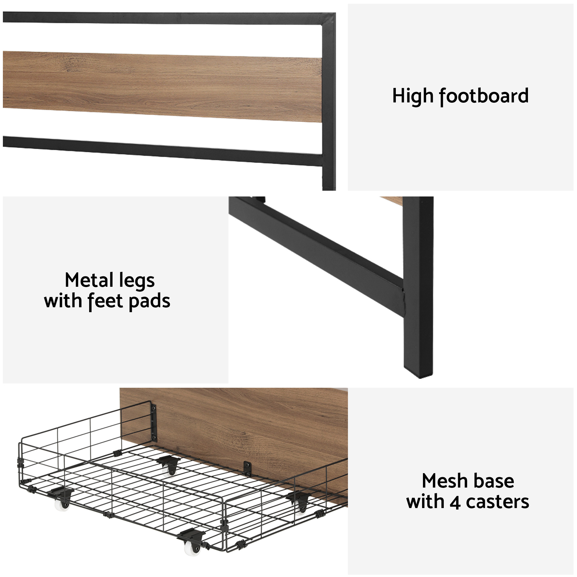 Artiss Bed Frame Double Size Metal Frame with 2 Drawers DREW โ image 6