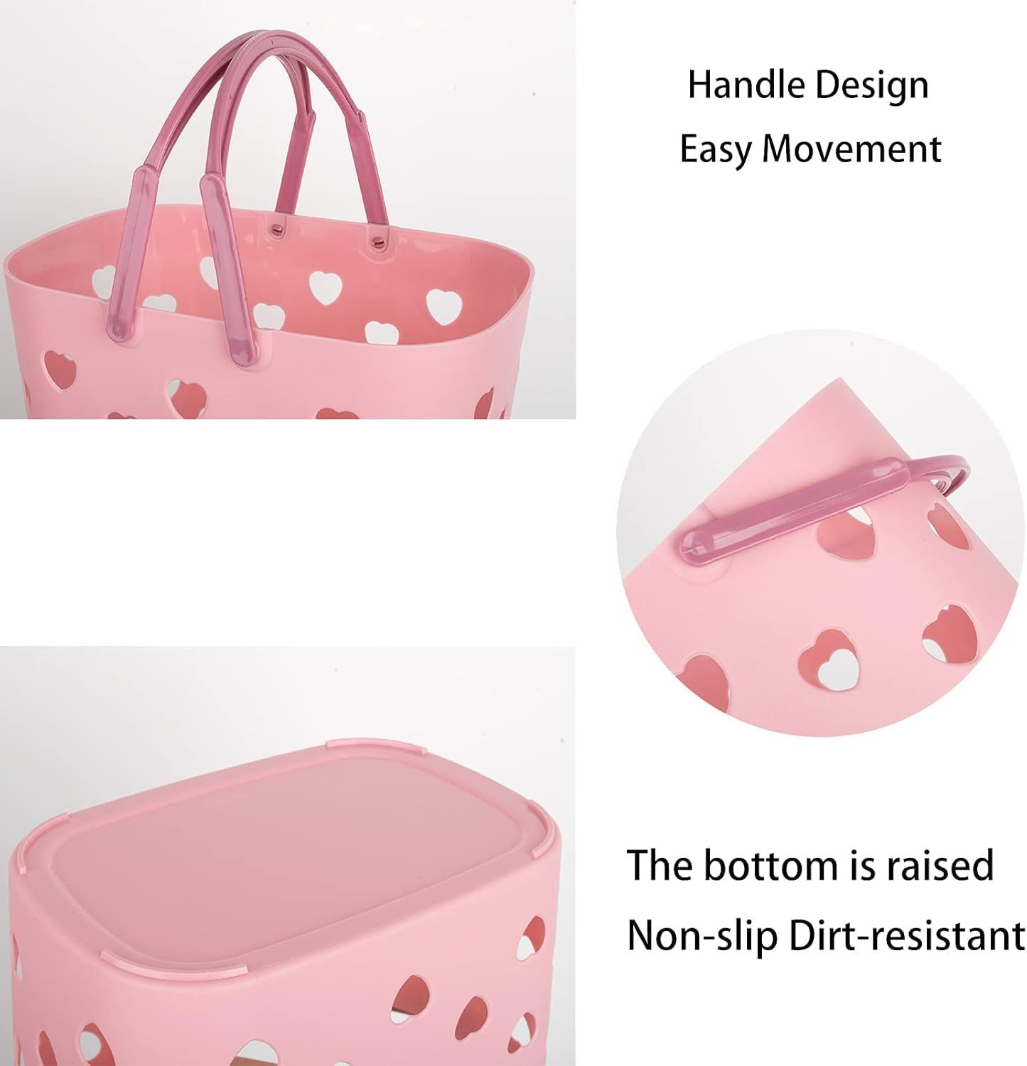 2 Pack Portable Shower Caddy Tote Plastic Storage Basket with Handle Box Organizer Bin for Bathroom, Pantry, Kitchen, College Dorm, Garage, Set of 2 - Pink & โ image 5