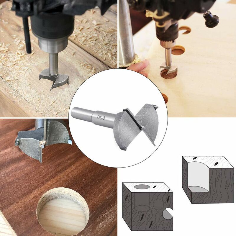 Wood Drill Bits, 50Mm Carbide Wood Cutter, Installing Wooden Spherical Doors, Drawers, Plywood, Quickly Helps You Make — image 4