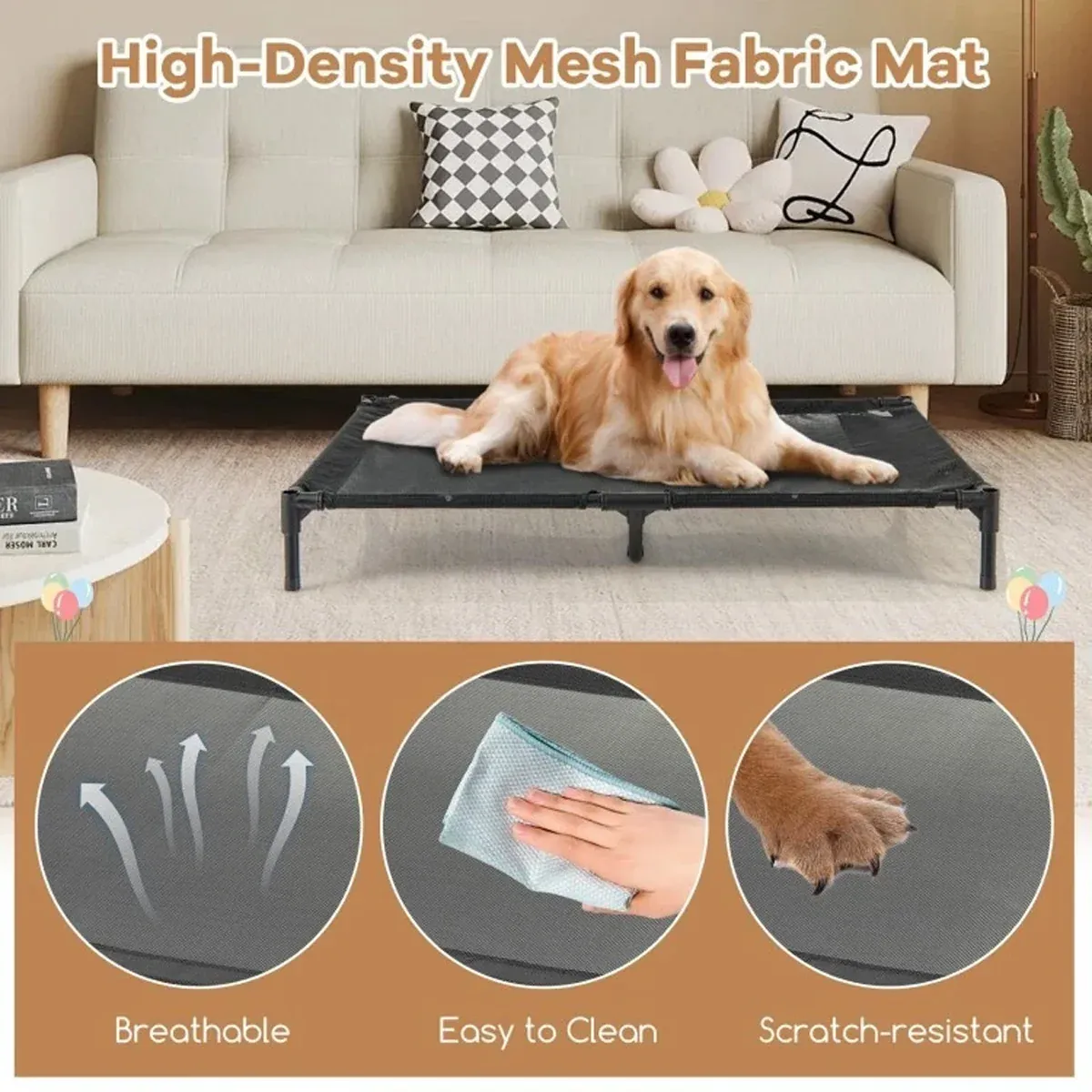 Outdoor Pet Camp Bed with Canopy Large Dogs Mesh Summer Breathable Kennel — image 4