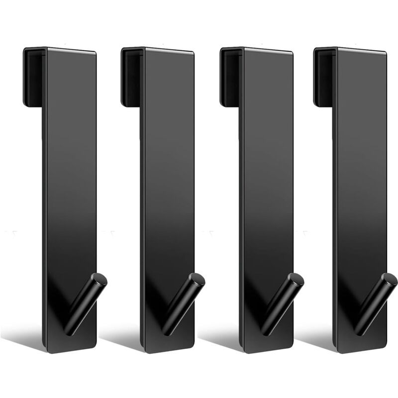 4 Pcs Hooks of Shower in Steel Stainless for Parois in Glass Without Percage Black, Door, 13 cm, 10 mm