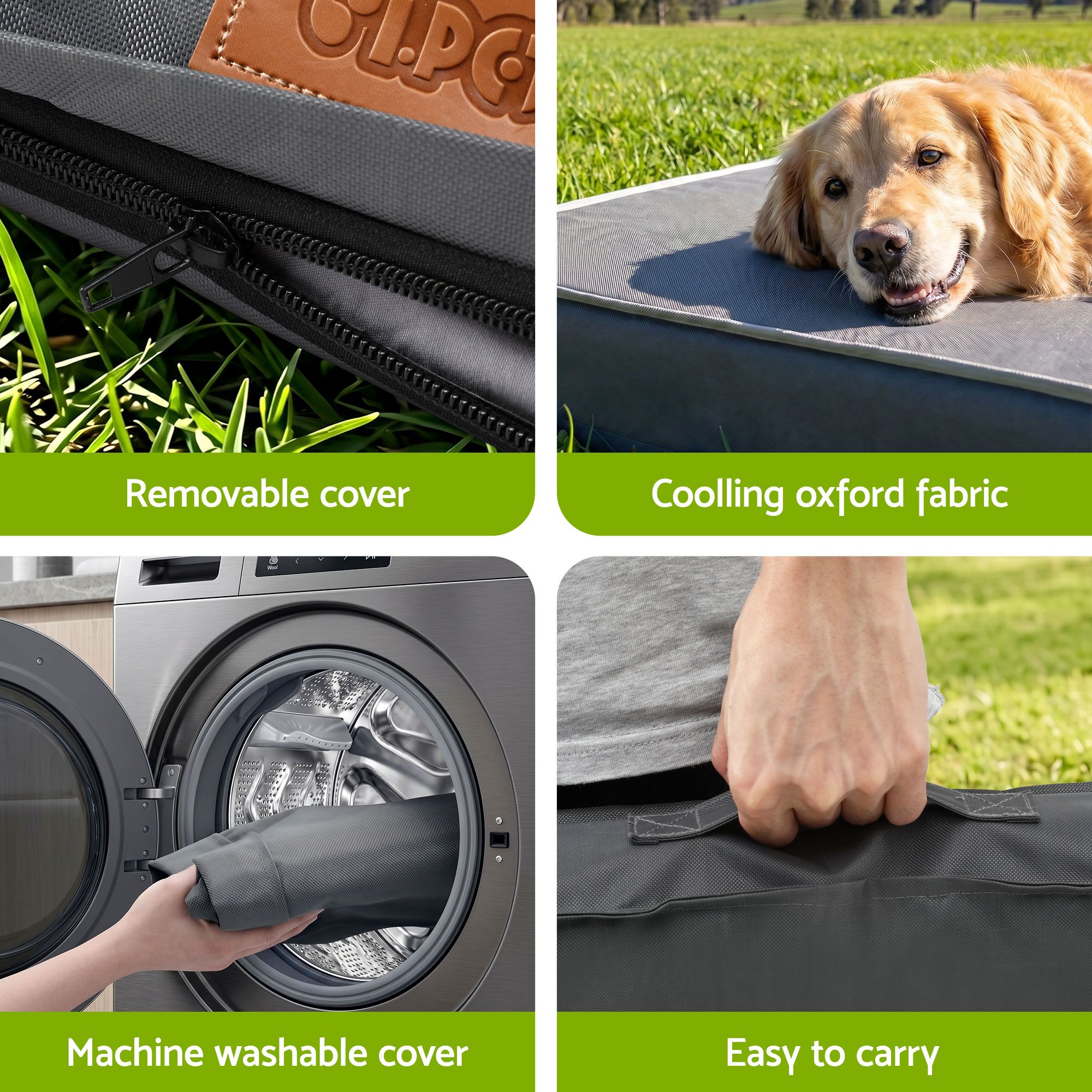 i. Pet Dog Bed Large Water-resistant Egg Crate Foam Orthopedic Pet Mat Grey โ image 4