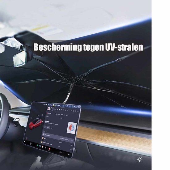 Car Windshield Sunshade Umbrella, Titanium Silver UV And Heat Blocking Foldable Cover With 360 Rotating Handle, Size L, 140 x 78 cm โ image 2