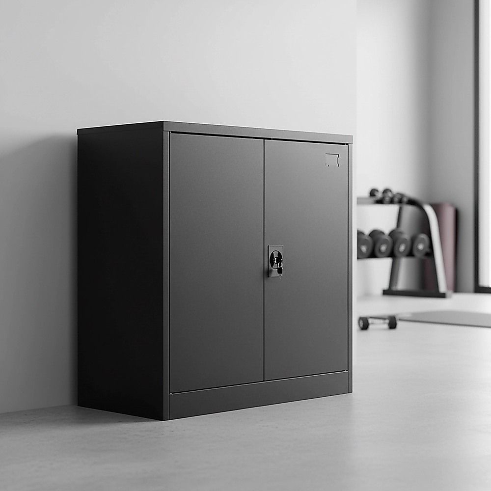 Two-Door Metal Locker – Black without Legs — image 2