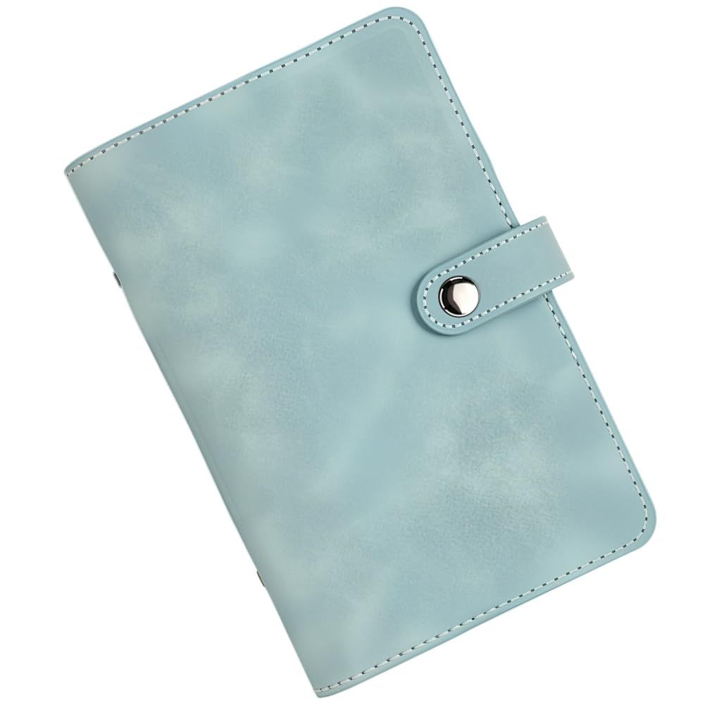 A6 binder diary, used for office, school, travel, business planning, including 12 budget cards, 8 PVC zipper bags, and 2 English stickers (cyan) — image 3