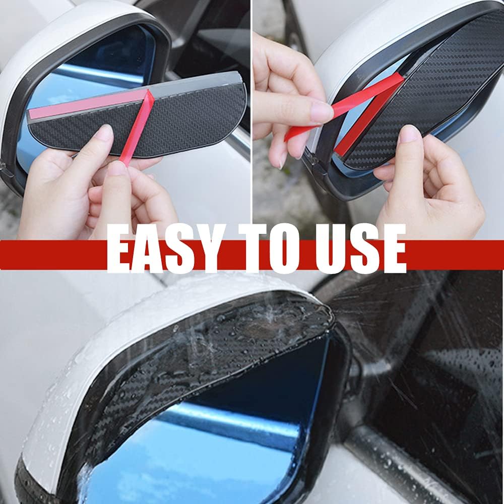 1 pair car side mirror rain cover smoke cap universal carbon fiber rearview mirror side mirror for SUV truck accessories — image 4