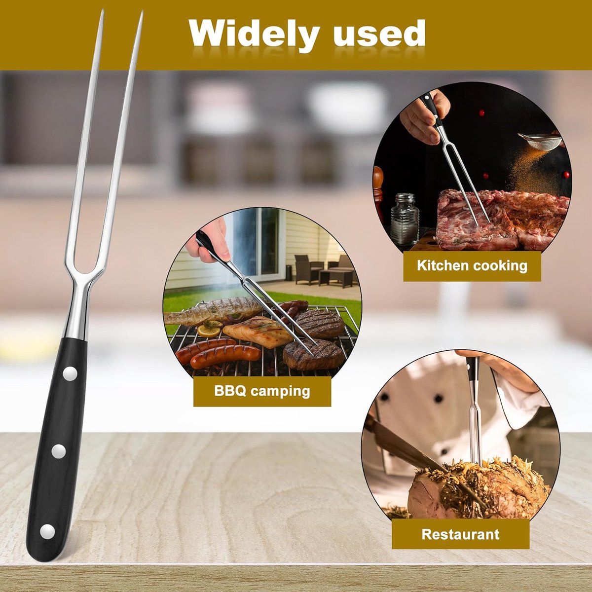 Waffle Fork - Meat Fork - Stainless Steel - With Handle - Serving Fork - Carving Fork - Waffle Iron Accessory - Cookware - Kitchen Utensils - For Grill Kitchen — image 6