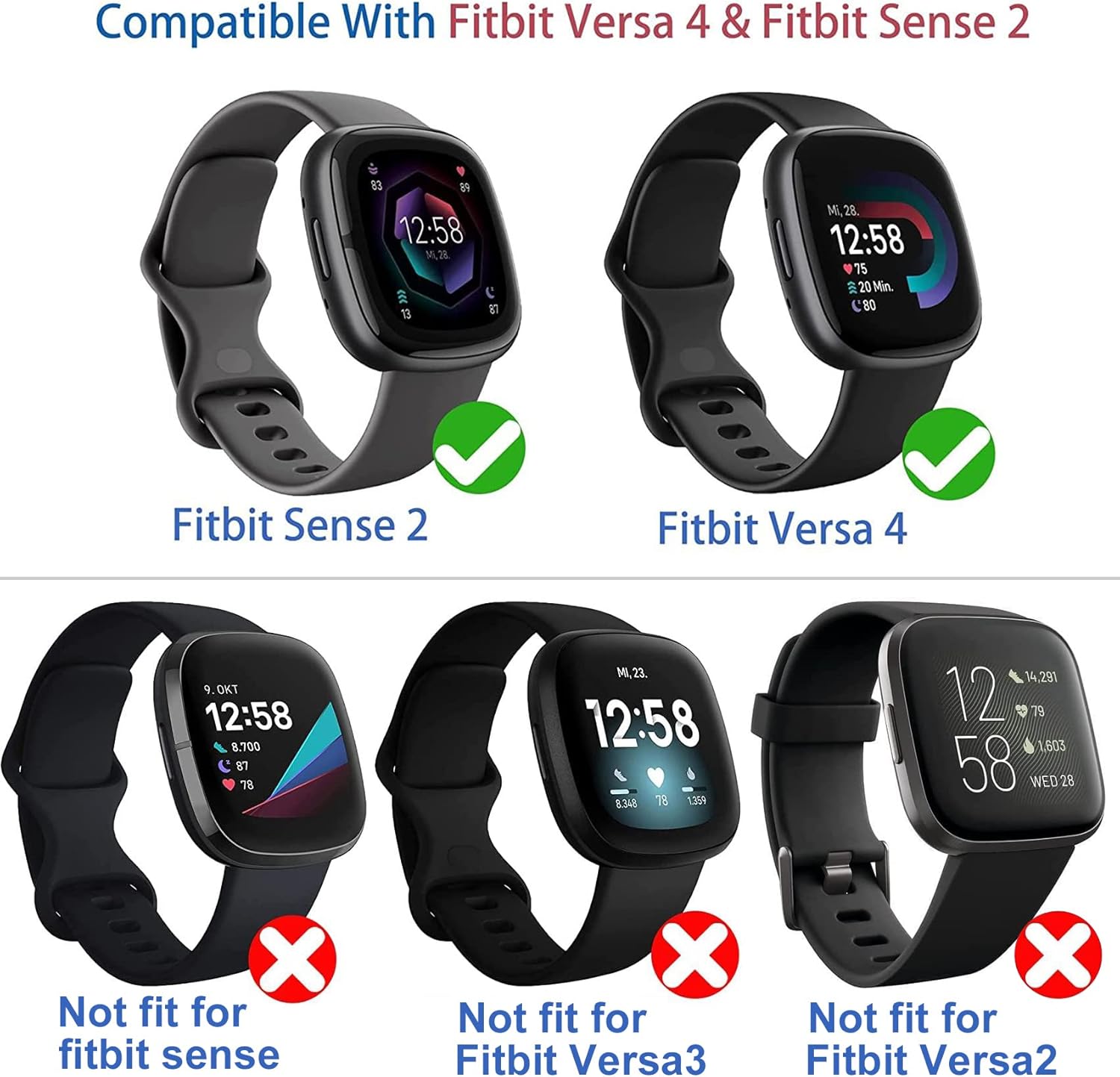 Diruite 4-Pack Case for Fitbit Versa 4/Sense 2 Screen Protector, HD Shockproof Soft TPU Full Protection Screen Protector Case for Fitbit V_qcx โ image 2