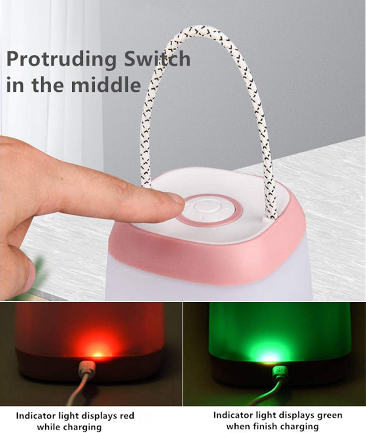 Night Light for Kids, USB Rechargeable Nursery Lamp Portable Camping Lantern with 3 Light Modes for Camping,Emergency,Bedroom,Indoor and Outdoor(Pink, 1 Pack) — image 5