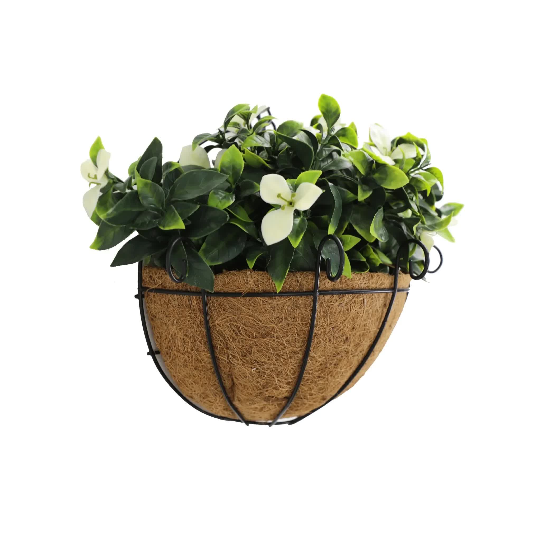 Artificial Wall Basket - Flowering White Jasmine Basket 20cm x 35cm Long UV Resistant โ image 3