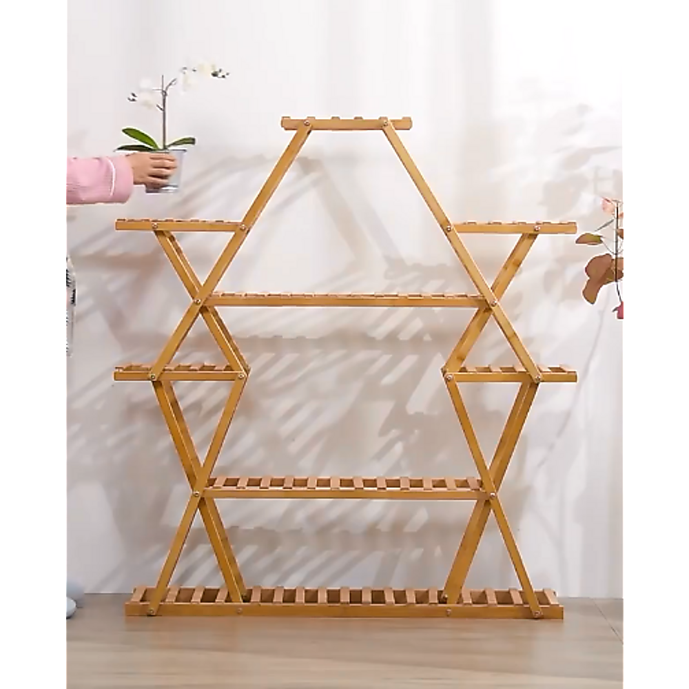 Bamboo Multilayer Flower Plant Bonsai Rack Shelf Stand Porch Lawn Patio — image 3