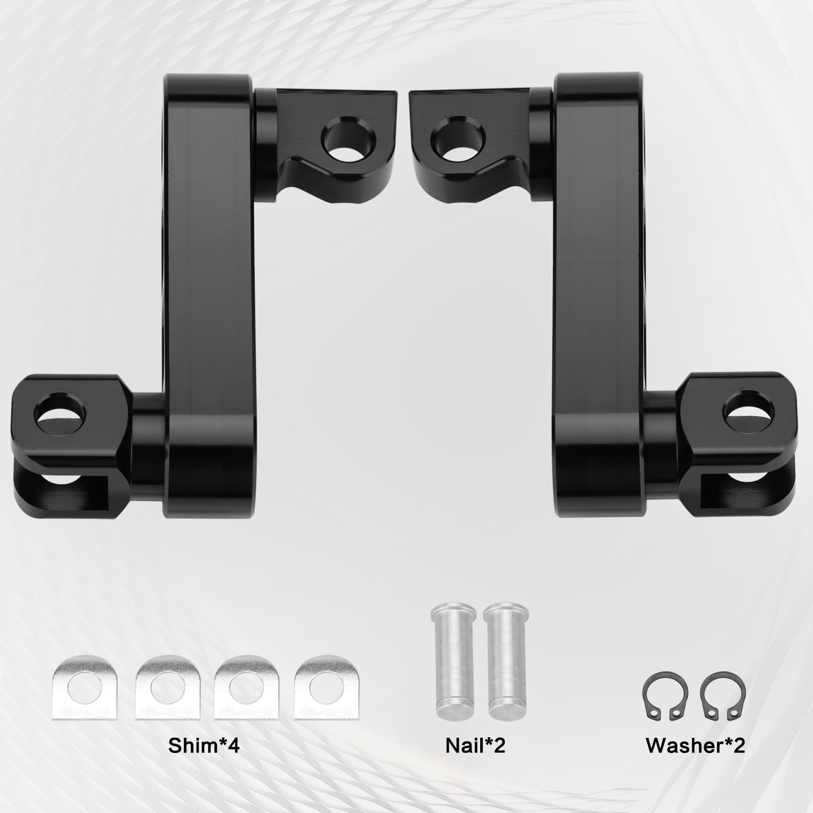 2pcs Motorcycle public seat foot nail extension part, passenger road nail clip support bracket, adjustable black replacement part — image 5