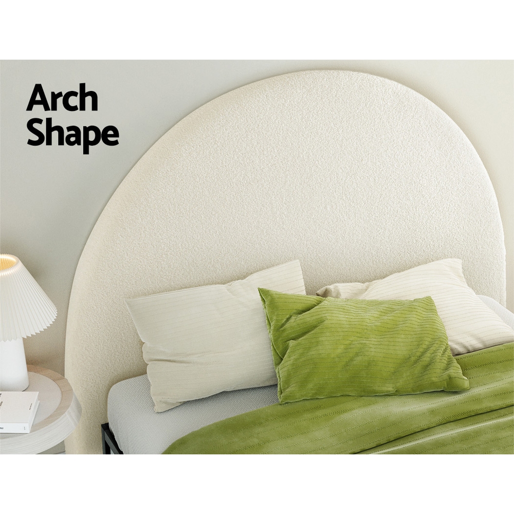 Artiss Bed Head Headboard Bed Frame Queen Boucle - GREI White — image 4