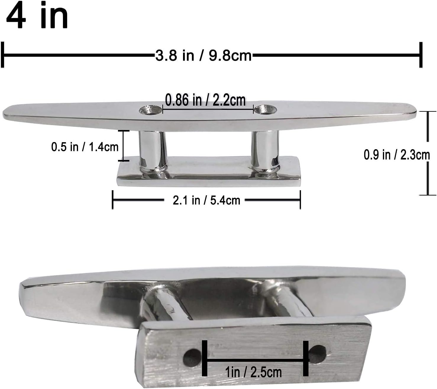 Boat Cleat 4" 316 Stainless Steel Marine Mast 2 Pcs — image 2