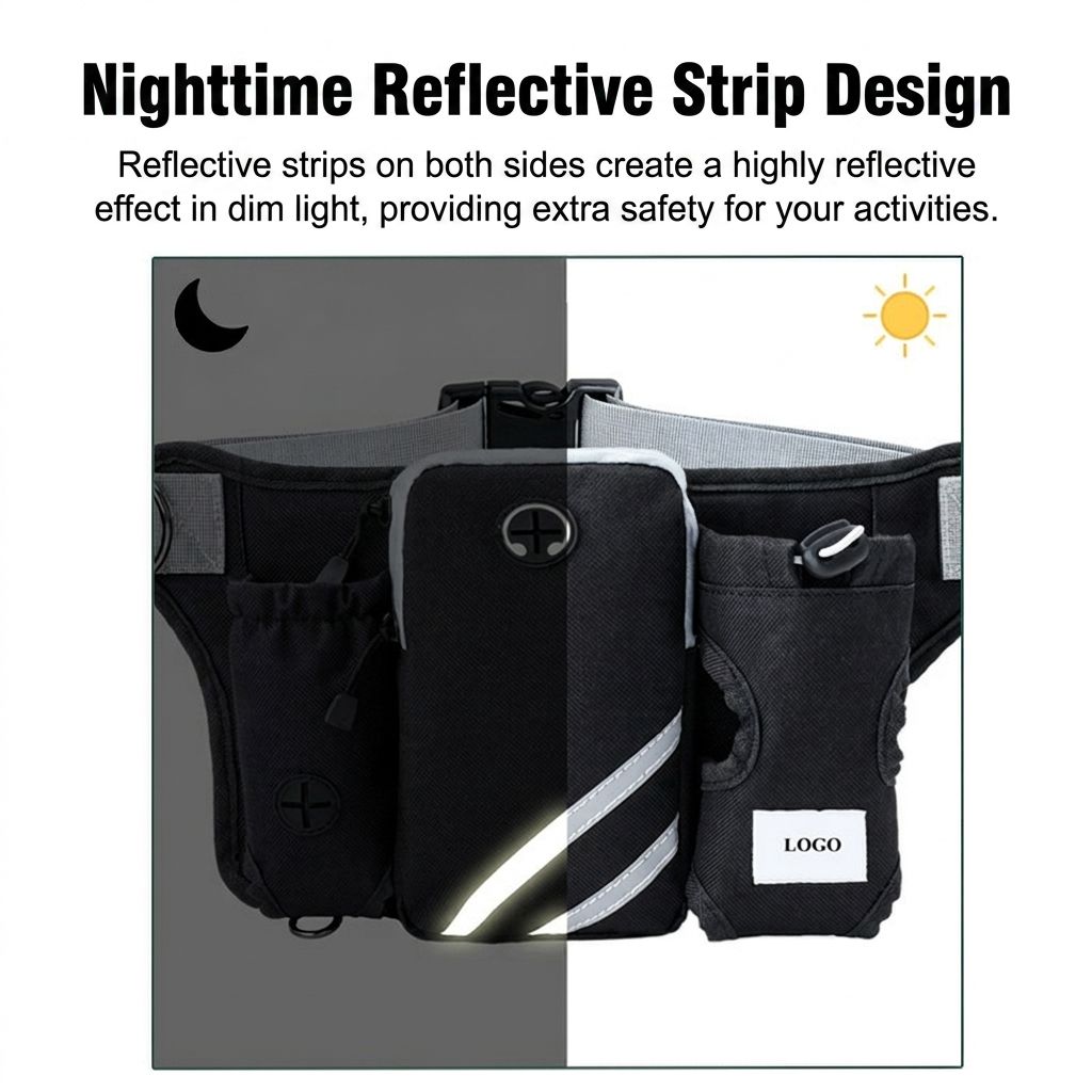 Hands-Free Dual Dog Leash Waist Pack for Running, Walking, and Hiking – Adjustable Oxford Belt with Reflective Strips, Shock-Absorbing Bungee Leashes, 360° — image 5