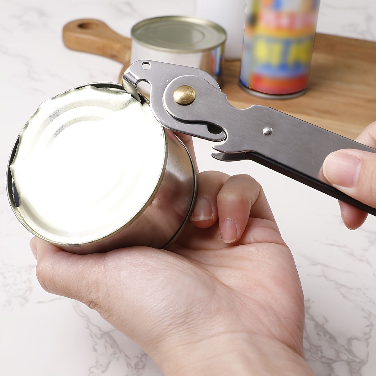 Stainless Steel Manual Can Opener, Fruit Jar & Bottle Cap Twister - Effortless & Convenient Tool 1pc — image 4