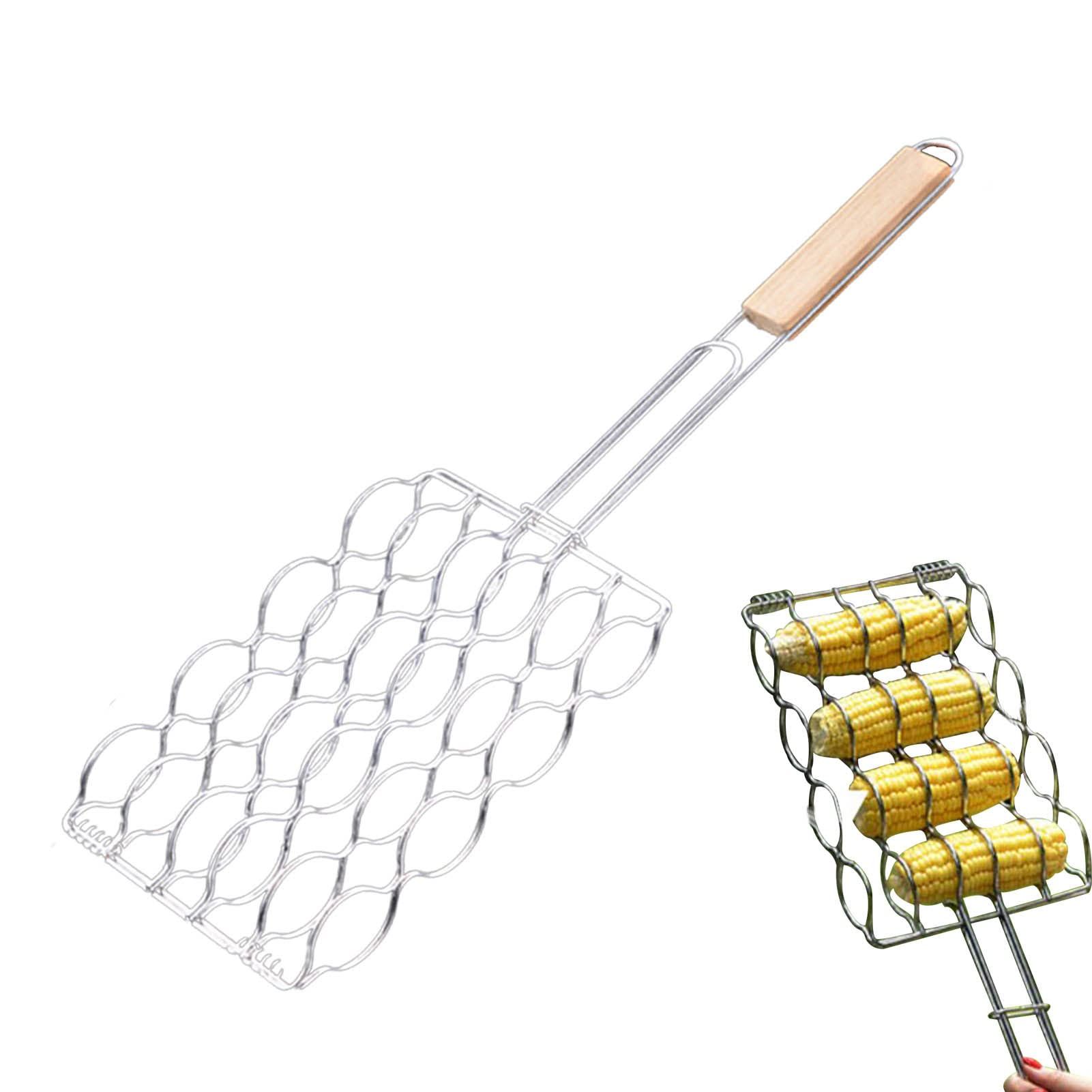 BBQ Grilling Accessories, Portable Barbecue Grilling Basket Corn on the Cob Grill Basket, for Grilling Outdoor Camping Cooking Fish Grilling Basket Tool