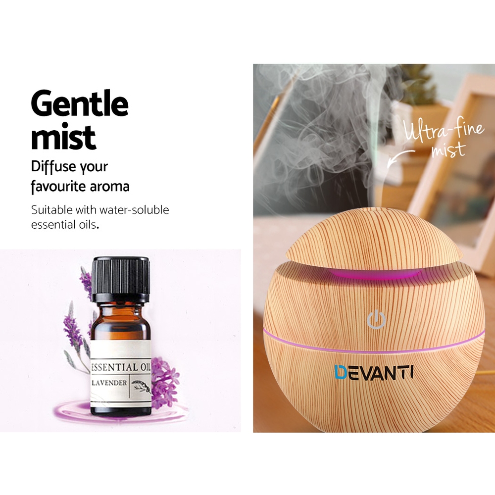 Devanti Aroma Diffuser Aromatherapy Light Wood 130ml โ image 5