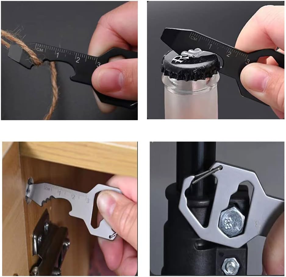 Multifunctional Can Opener Multitool - 1 Piece - Black - Includes Can Opener Hex Key Screwdriver & Ruler - Stainless Steel Pocket Tool for Daily Use — image 5