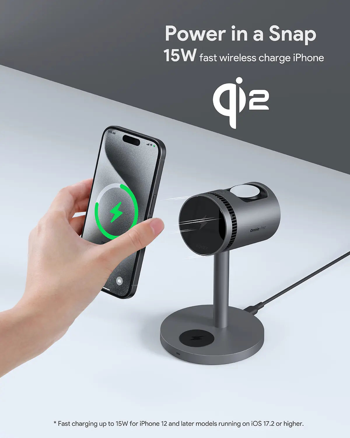 AUKEY MagFusion 3-in-1 Pro Qi2 15W Wireless Charging Station with Active Cooling for iPhone – LC-MC311A — image 5