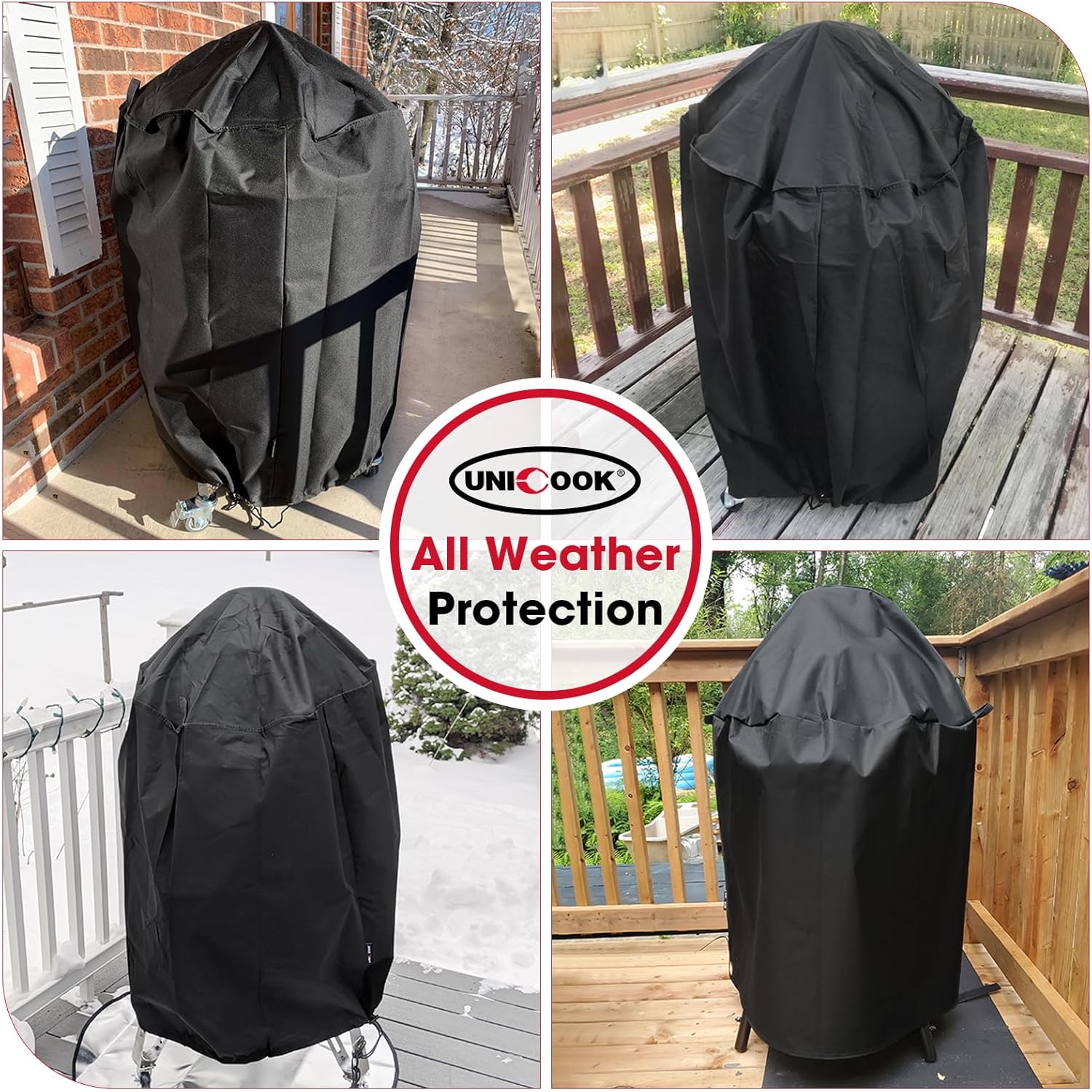 Round Smoker Cover 30 Inch, Heavy Duty Waterproof Charcoal Kettle BBQ Grill Cover, Fade Resistant Barrel Protector, Fits Weber Char-Griller Akorn Kamado and — image 3