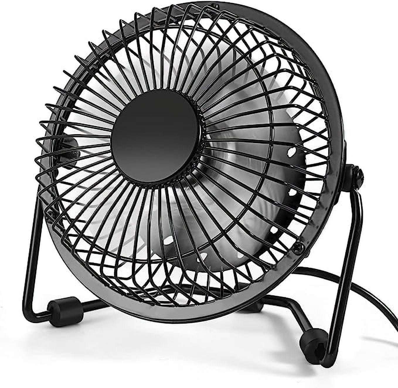 4 Inch USB Desk Fan,Small and Quiet,Powerful USB Powered Portable Fan,Strong Airflow,Mini Metal USB Fan,360°Rotation,Personal Cooling Fan with 2 Speed for Home