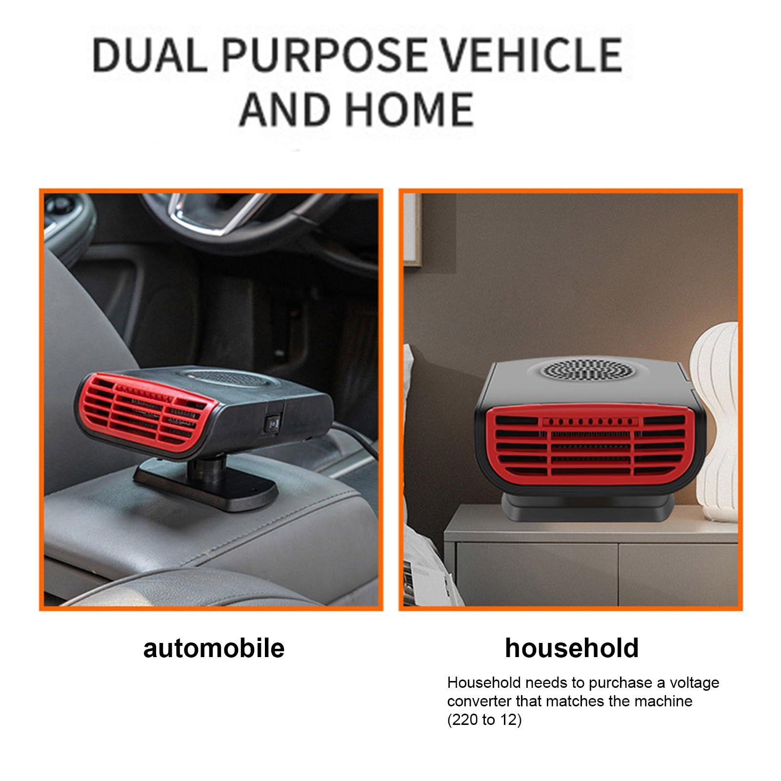 Car Heater Portable Defroster Auto-Lighting Powered 360° Rotary Base Quick Heating Space Heater Cooler Auto Windshield — image 4
