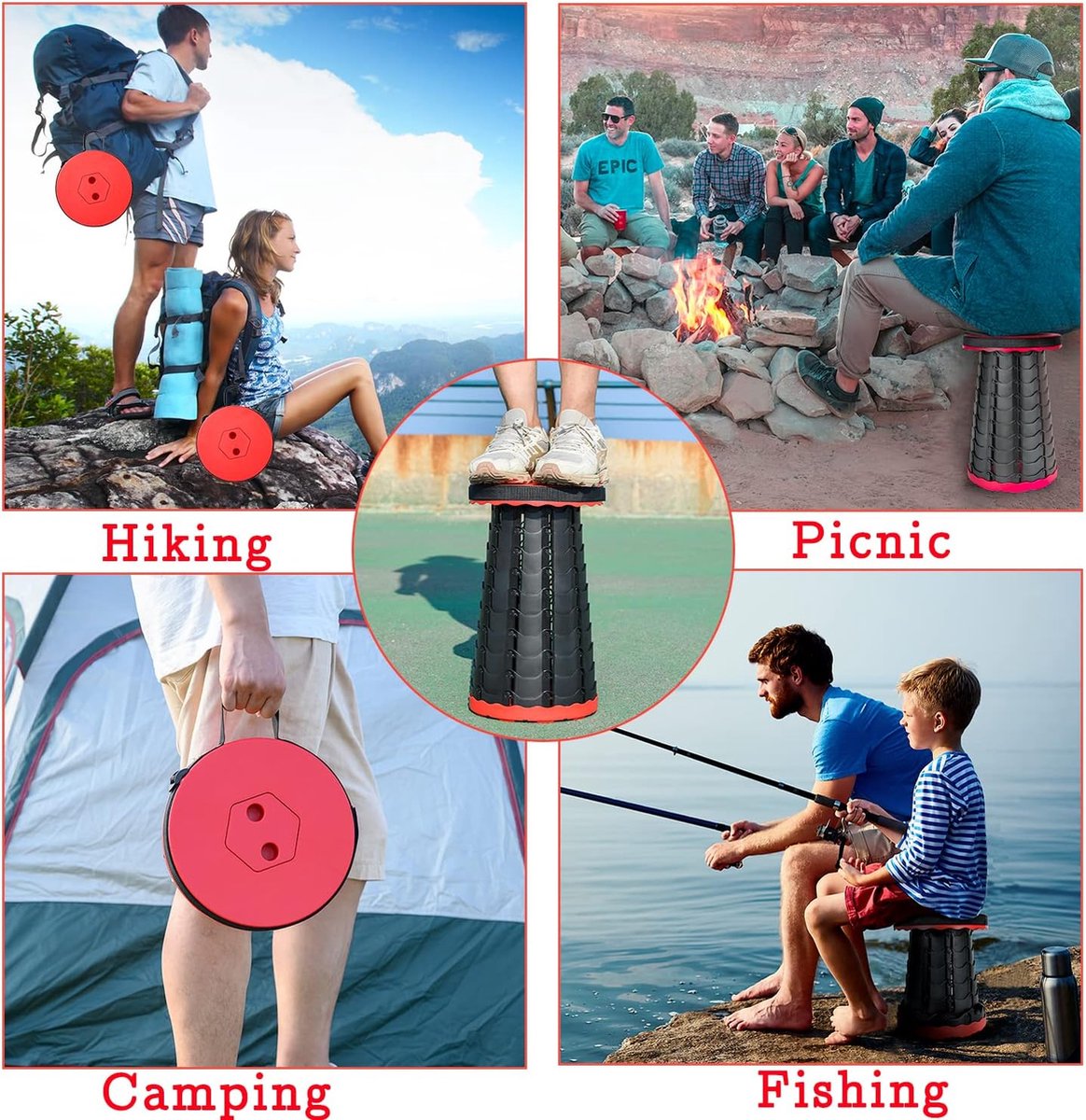 Outdoor Folding Stool - Telescopic Stool - Camping Stool - Folding Stool - Collapsible Stool - Adjustable Height - Walkstool - Lightweight Fisherman's Stool — image 5