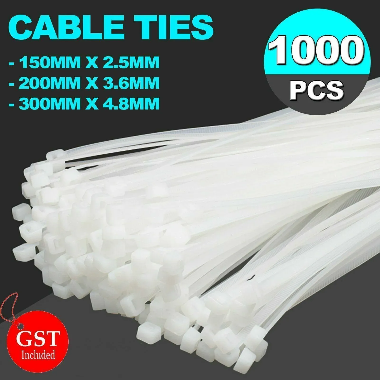 250-1000X Cable Ties Zip Ties Nylon Uv Stabilised Bulk White Clear Cable Tie - 4*200mm 500 PCS โ image 2