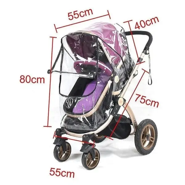Clear Universal Stroller Rain Cover, EVA Weather Shield with Front Zip and Ventilation for Baby Prams and Strollers โ image 4