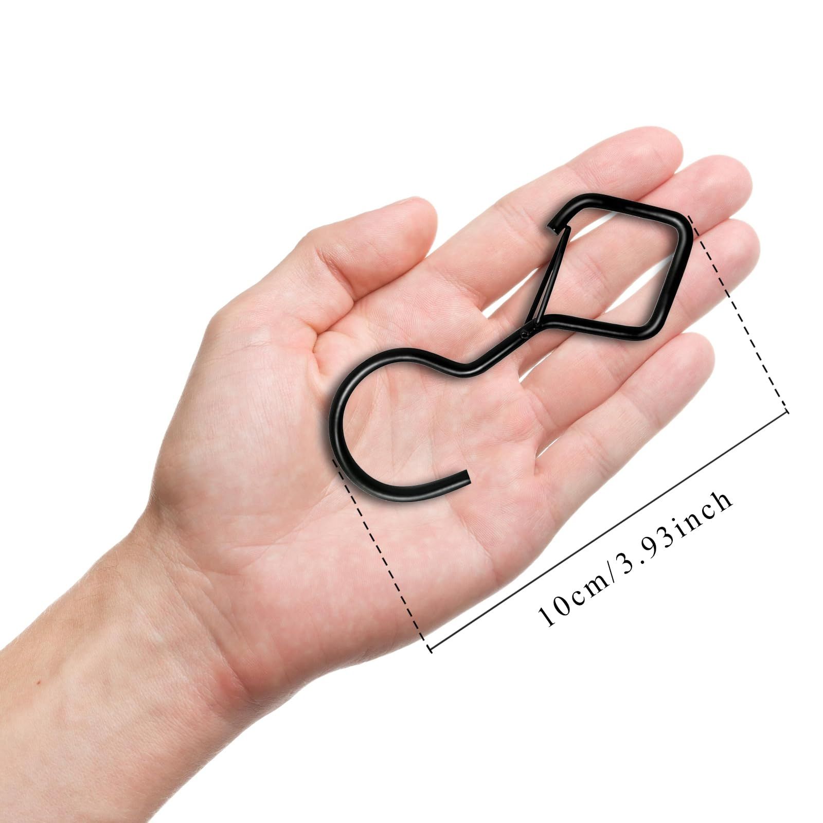 12 PCS S Hooks for Hanging,4 Inch Heavy Duty Closet Hooks with Safety Buckle,Closet Hooks Hanging for Plants,Clothes (Black) — image 3