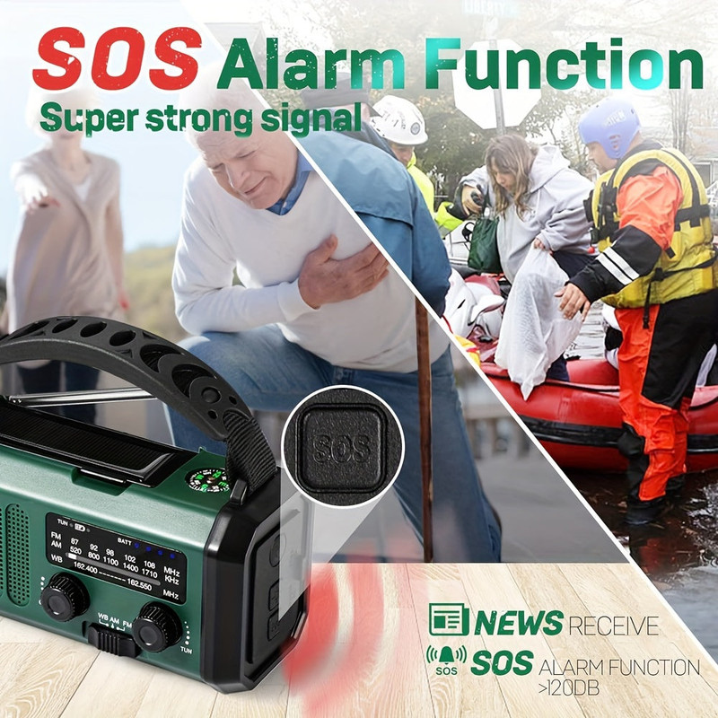 10000mAh Solar-Powered Emergency Radio with Flashlight — image 4