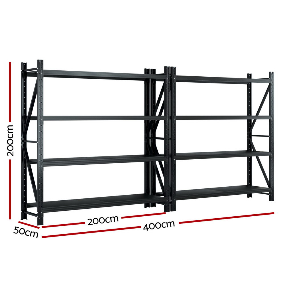 Giantz 4Mx2M Garage Shelving Warehouse Rack Black — image 2