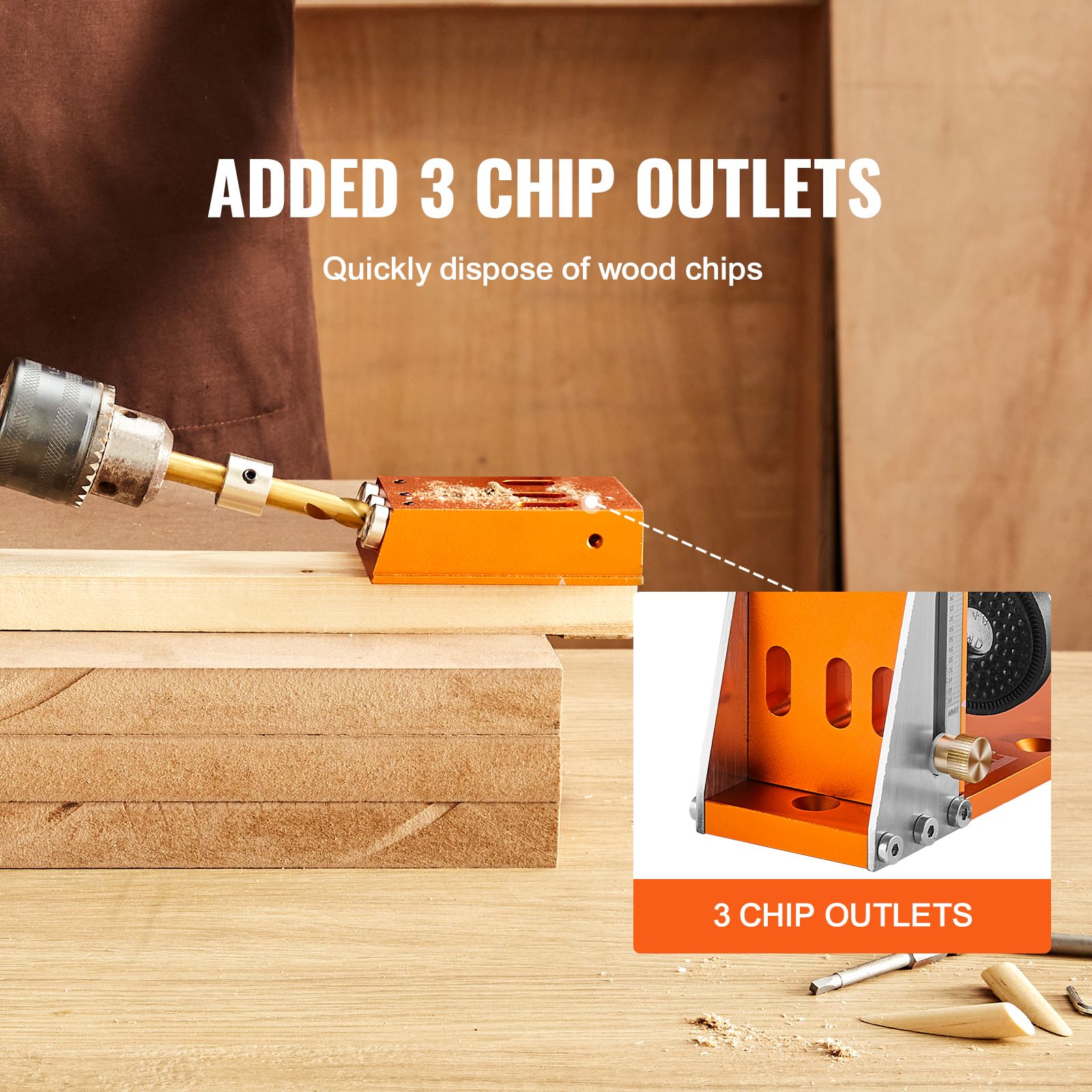 30 Pcs Pocket Hole Jig Kit, Adjustable & Easy to Use Pocket Hole Jig System with Step Drills, Wrenches, Drill Stop Rings, and Square Drive Bits, Dual Scale — image 6