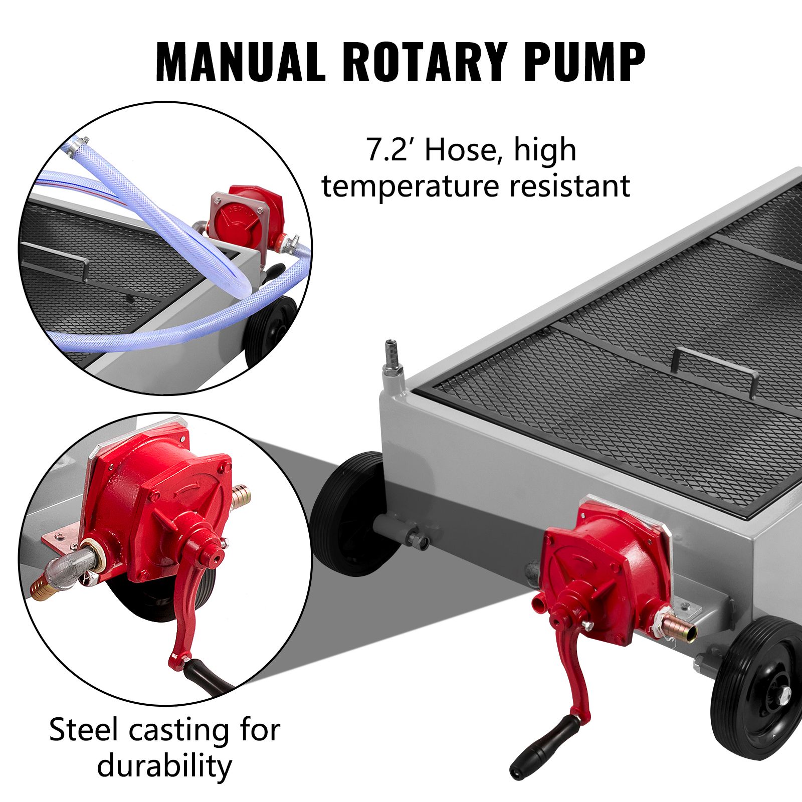 Low Profile Oil Drain Pan Truck Drain Pan 57 L with Pump Hose Casters — image 3