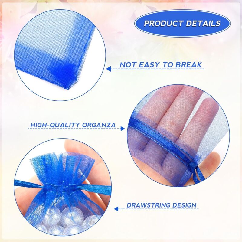 100 pcs Organza Bags 7X9Cm, Small Organza Pouches Jewelry Bags With Drawstring, For Wedding Party Favors Christmas — image 3