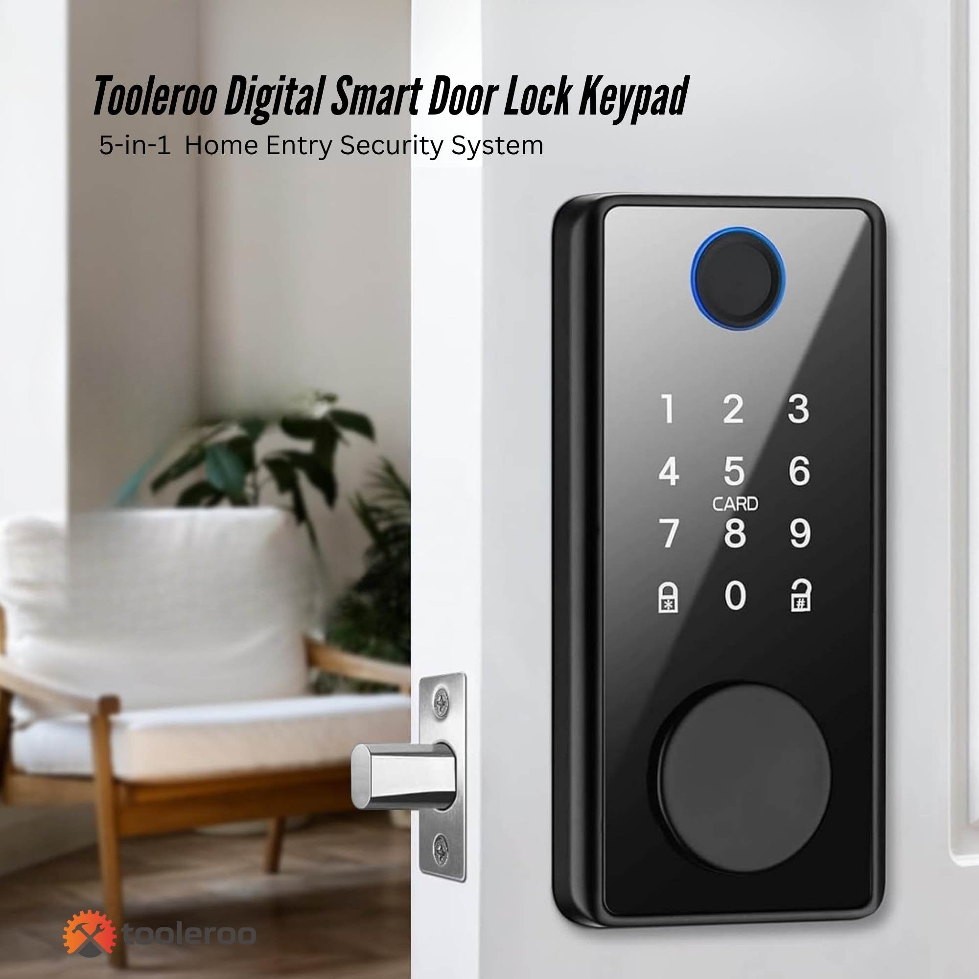 Tooleroo Digital Smart Door Lock Keypad - 5-in-1 Home Entry Security System β image 2