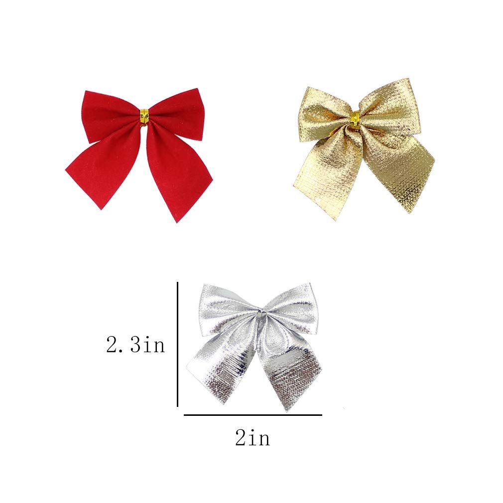 36 Pack Golden Silver Red Christmas Bow Christmas Tree Hanging Decoration Wreath Gifts Wedding Party Bowknot Decoration โ image 3