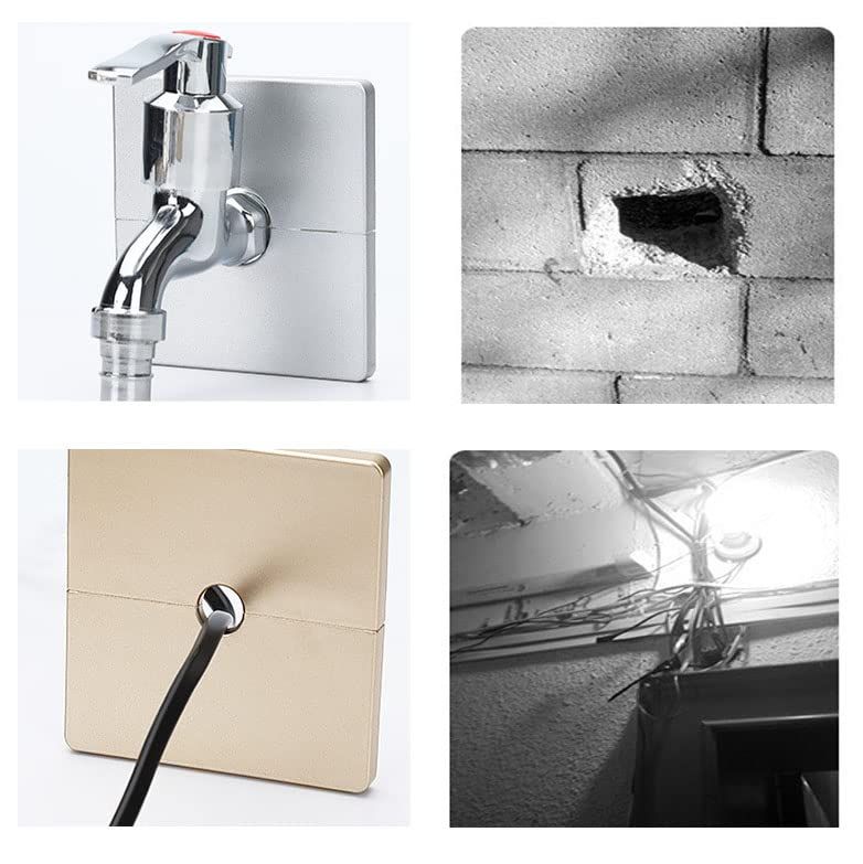 Wall Split 2Sets White ABS Plastics Square Shaped Escutcheon Plates with 28mm / 1.1inch Diameter Hole Wall-mounted Water Cover — image 4