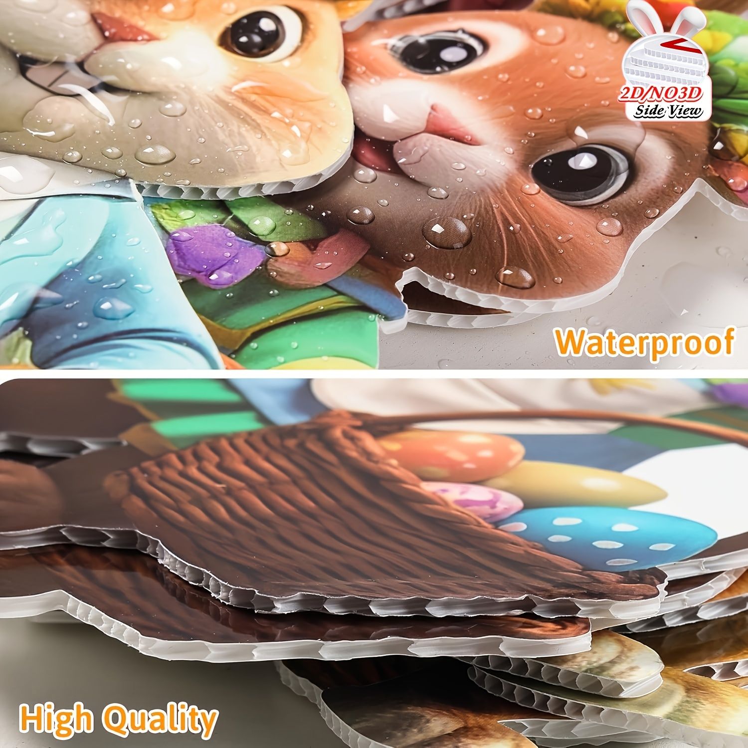 2DFlat, 8pcs Easter Gentleman Rabbit Group Decoration, exquisite shape holding egg basket / carrot rabbit, fashionable dress design outdoor waterproof easy to — image 3