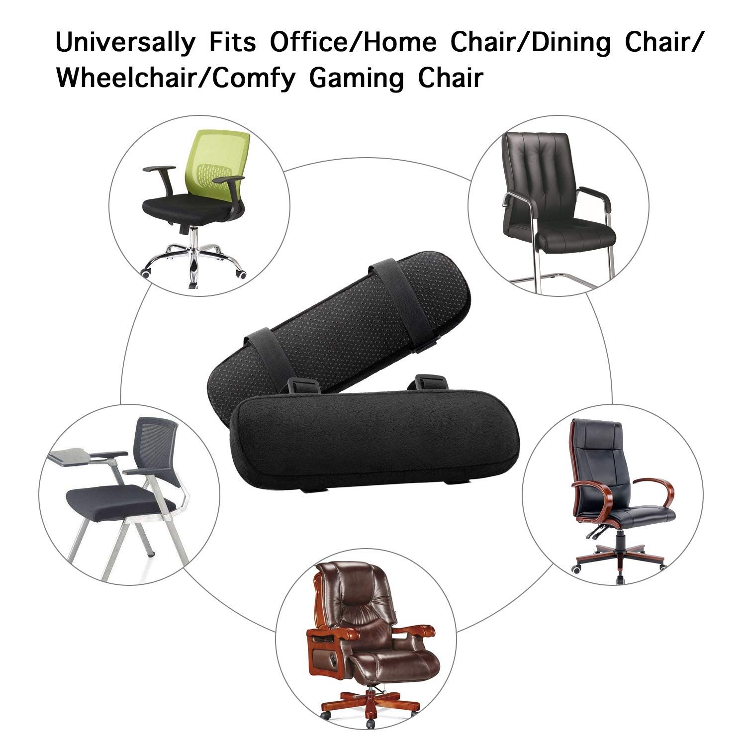 Chair Armrest Pads (2 Pack), Memory Foam Home/Office Chair Arm Rest Covers Comfy Computer Gaming Chair Cushion Removable โ image 2