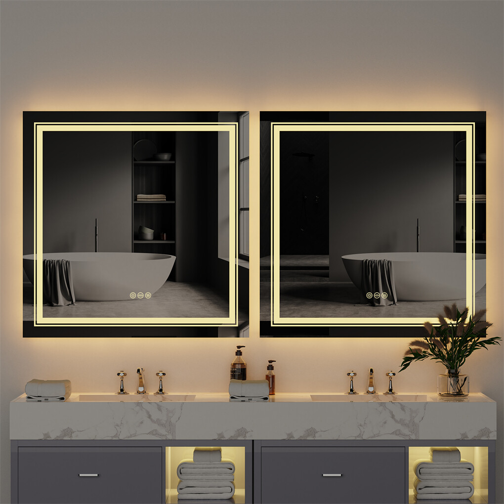 80x80cm Large Square Wall Mount Smart Led Bathroom Mirror Anti Fog Backlit Vanity Mirror โ image 3