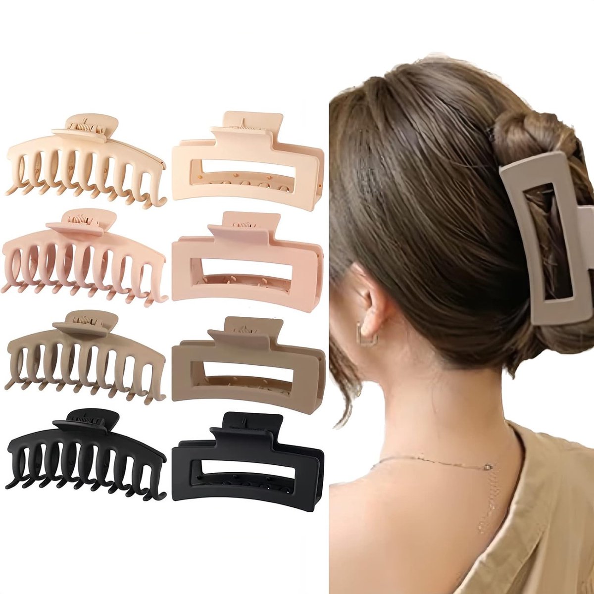 8 Pieces Rectangular Hair Grips 4.3 Inch - Anti-Slip - For Thick & Thin Hair — image 4