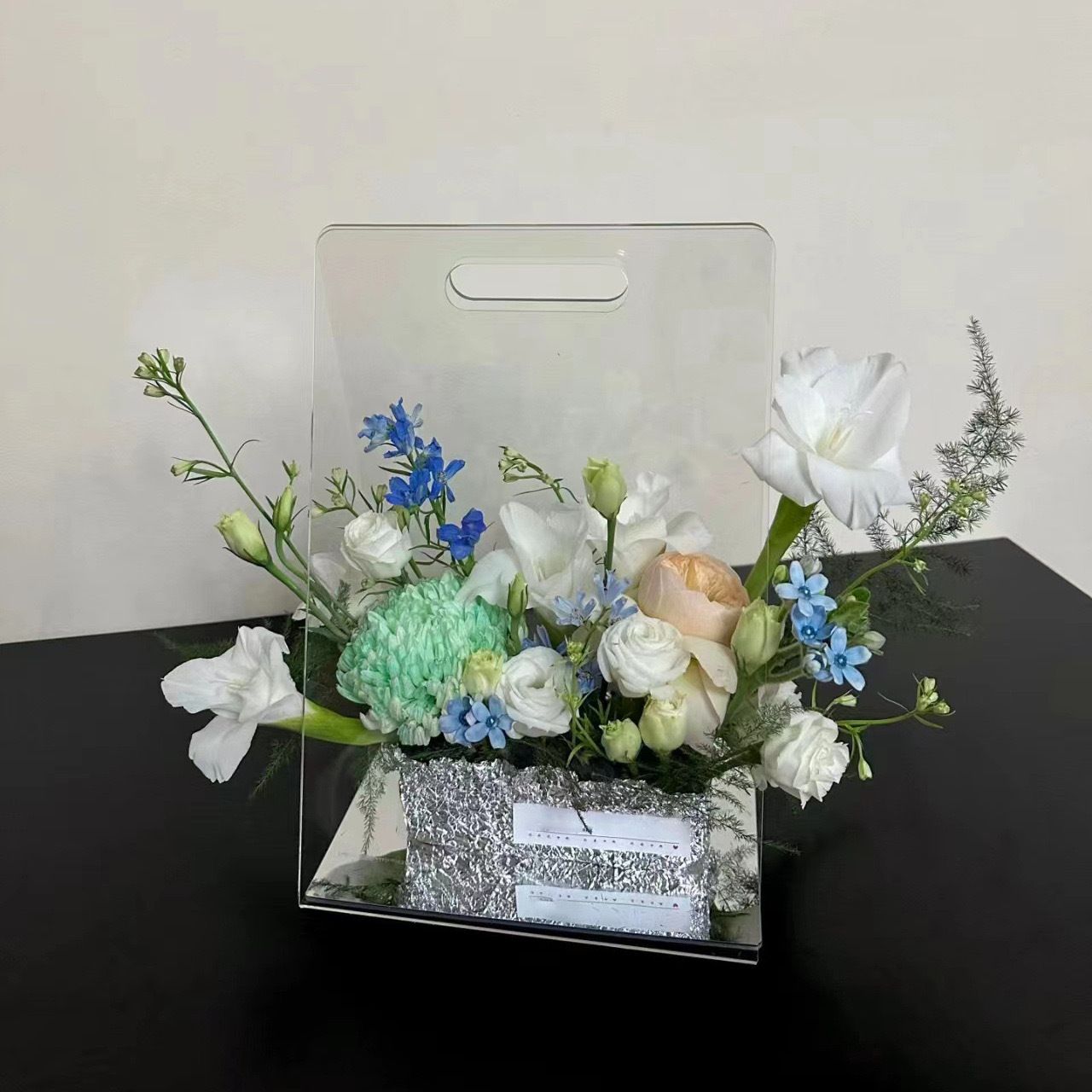 Acrylic Wedding Flower Basket Hand-Held Flower Bag Acrylic Bag Vase for Flowers, Decorative Acrylic Flower Bag for Party — image 4